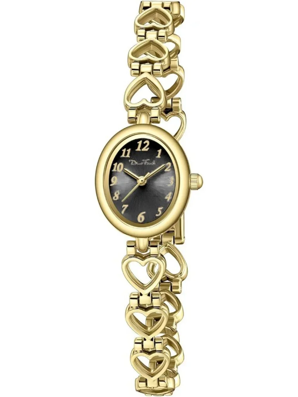 Women's Gold Shell-Black Vintage Bracelet Luxury Oval Fashion Dress Quartz Watch